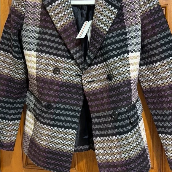 WE-AR4 Double Breasted Blazer NWT Sustainable Designer Plaid Jacket Small - Picture 2 of 4